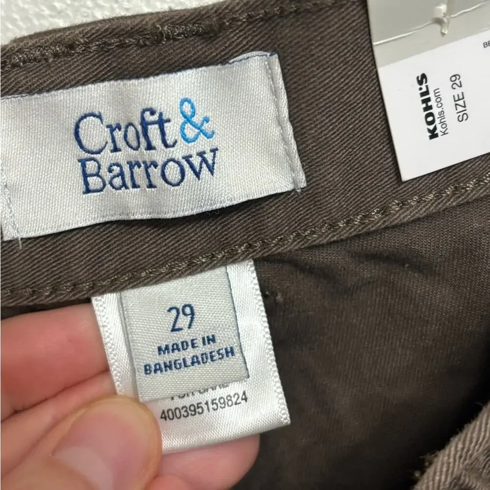 NWT Men's Croft & Barrow Kohl’s Side-Elastic 7.5-inch Cargo Shorts in Brown 29